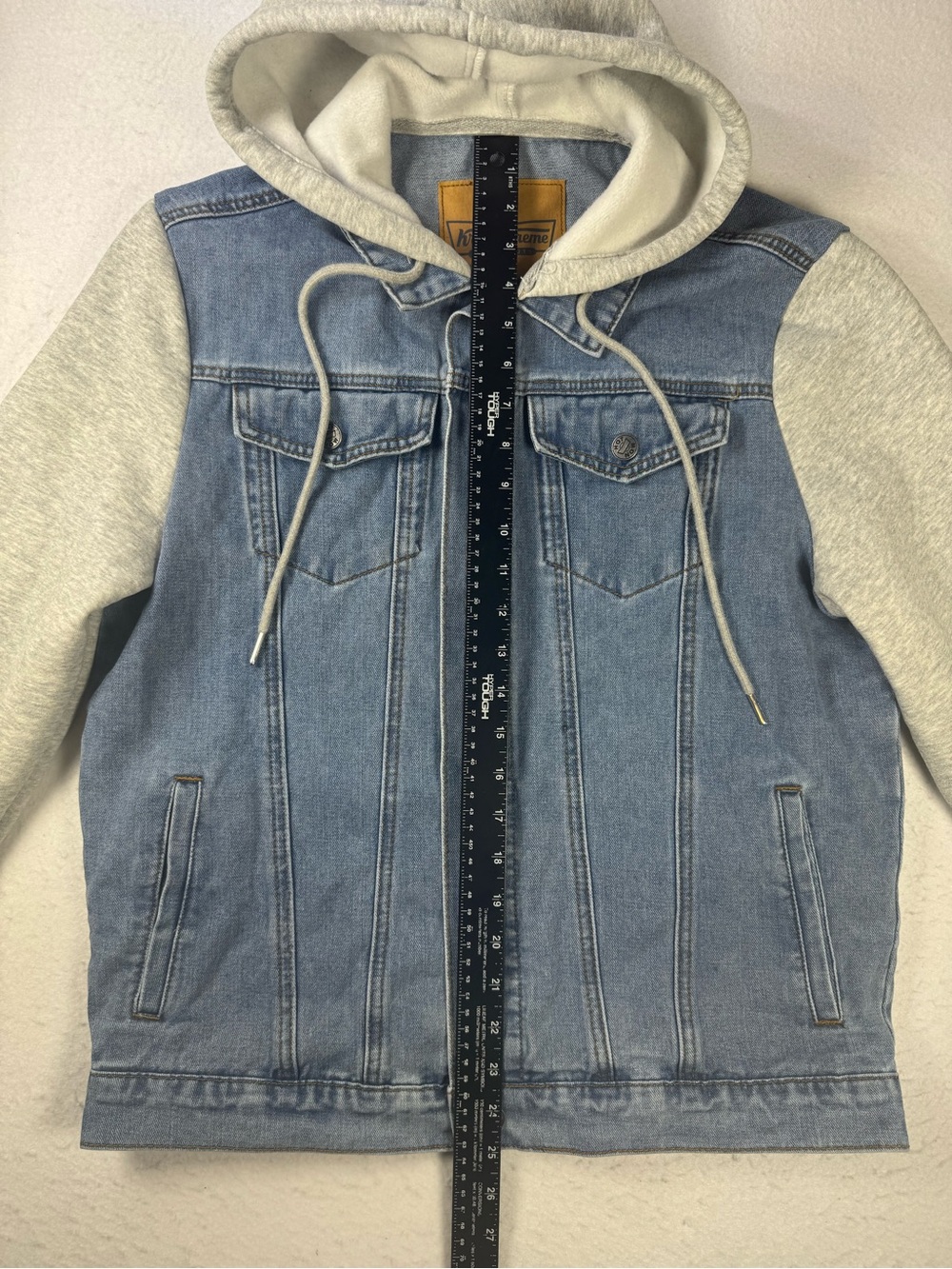 Krispy Kreme Denim Hoodie Jacket Men’s M Y2K Streetwear Layered - Picture 13 of 16